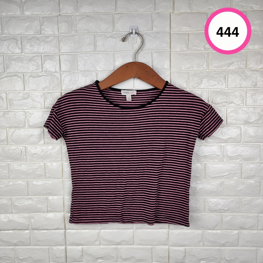 Zenana Girls Size 7 Striped Tee – Casual Short Sleeve Shirt